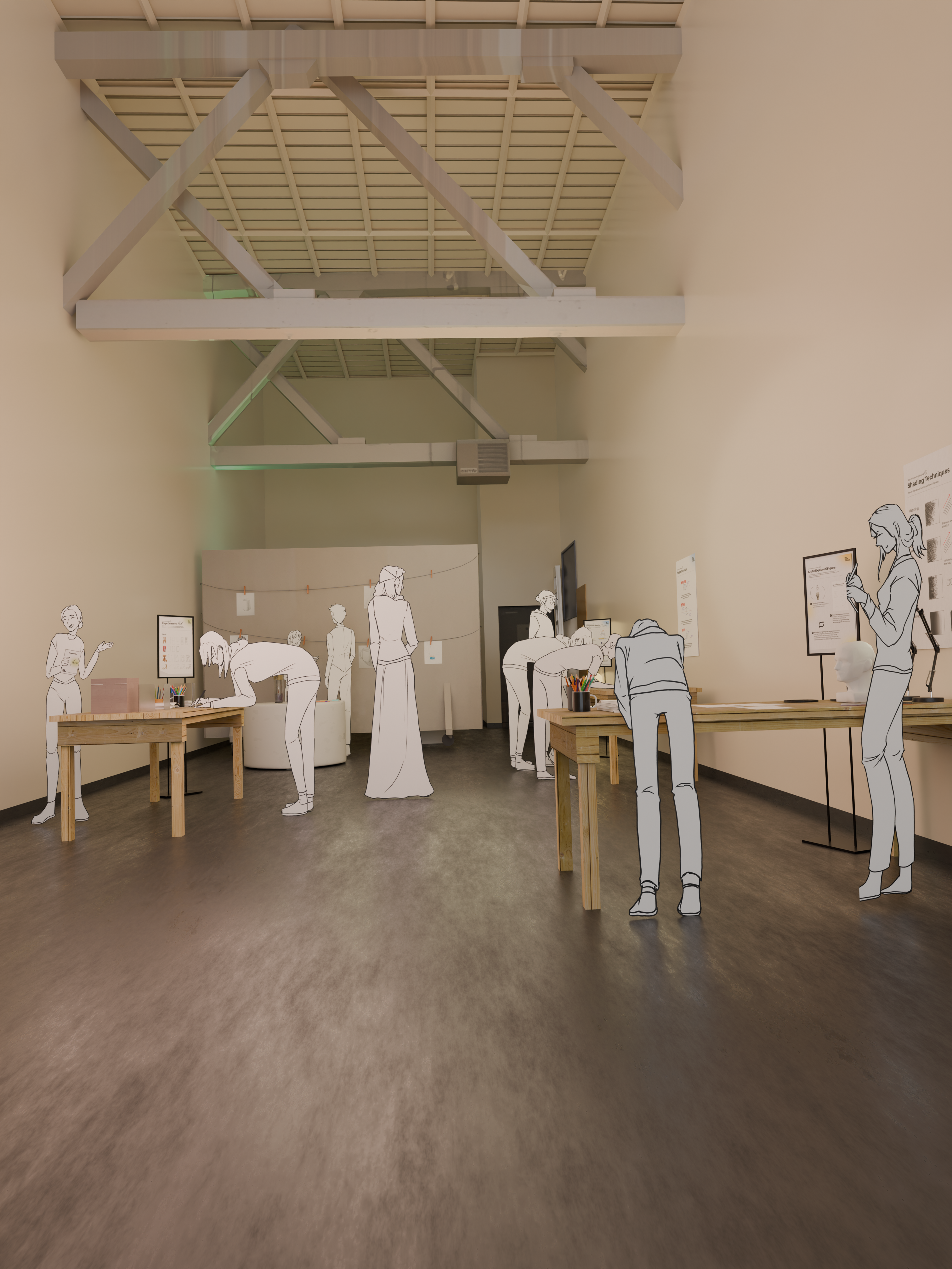 Wide view of The Drawing Arcade setup